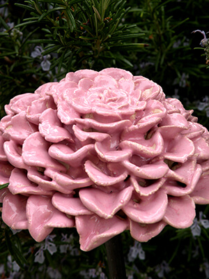 Höri Bodensee Wangen Blüte aus Ton / Keramik Garten Stecker Rosa